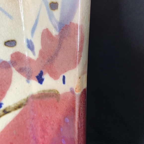 Vintage David Batz Studio Art Pottery square floral tray - Picture 6 of 11